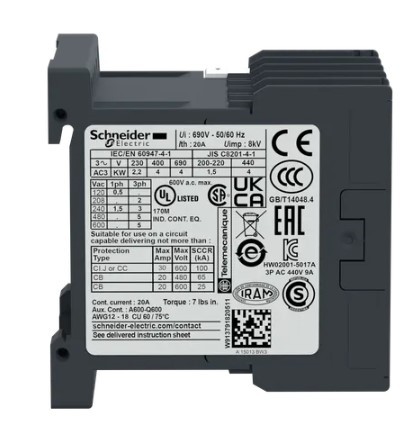 Контактор Schneider Electric TeSys K LC1K0910B7 3P 9A 24В - фото №1