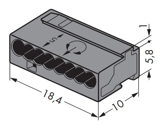 Микро-клемма для распределительных коробок WAGO на 8 проводников 243-808 красная - фото №1