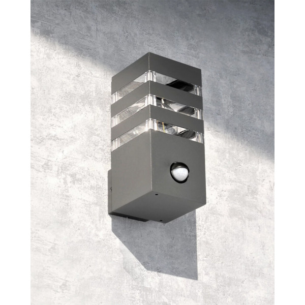 Уличный светильник с датчиком движения Goldlux 3317667 Teksas E27 1x12W IP44 GR - фото №1