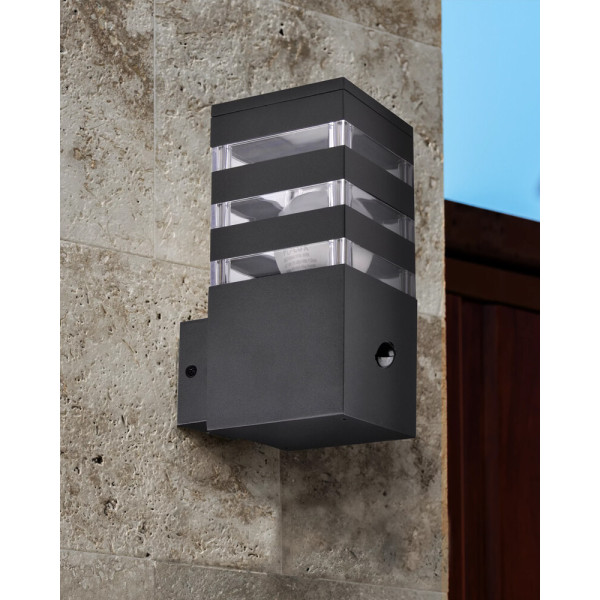 Уличный светильник с датчиком движения Goldlux 3317667 Teksas E27 1x12W IP44 GR - фото №2