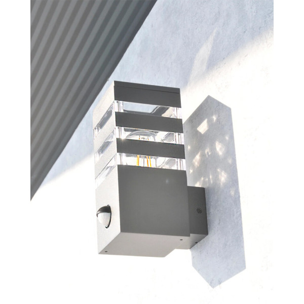 Уличный светильник с датчиком движения Goldlux 3317667 Teksas E27 1x12W IP44 GR - фото №4