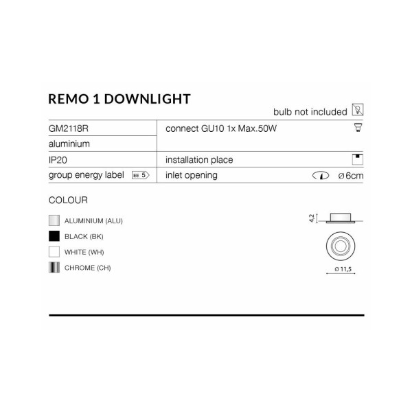 Корпус Светильника Azzardo AZ1732 Remo 1(GM2118R) - фото №3