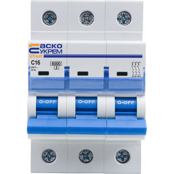 Автоматический выключатель Аско-Укрем UTrust 3р 16А С 6kА (A0010210079) - фото №1