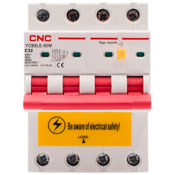 Диференційний вимикач CNC YCB9LE-80M C32А 3Р+N 6кА 30мА (Б00044024) - фото №1
