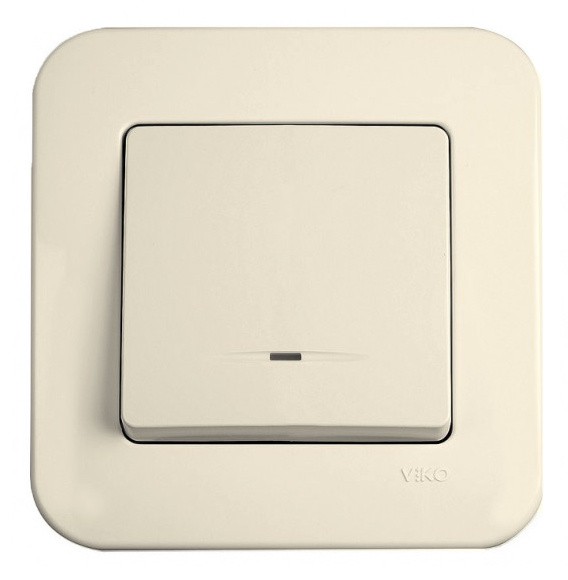 Вимикач 1-клавішний кремовий VIKO Rollina