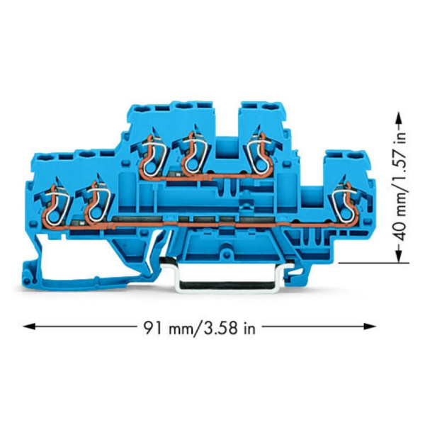 Трипровідна прохідна N клема Wago 870-534 (синя) - фото №1