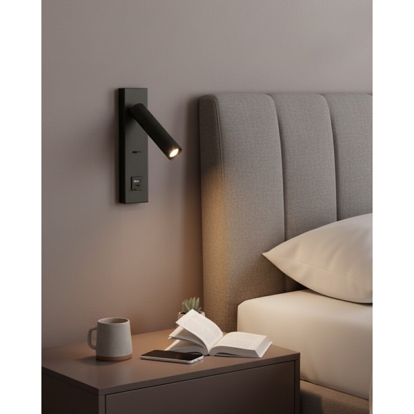 Бра, настенный светильник Kloodi WA-PORTO 200 3K BK Led 1x3W 120Lm IP20 - фото №2