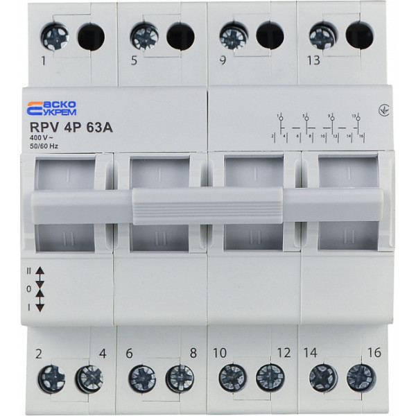 Выключатель-разъединитель Аско-Укрем (І-0-ІІ) RPV 4P 63A (A0010220013) - фото №1