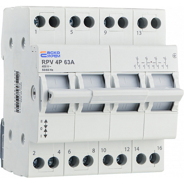 Выключатель-разъединитель Аско-Укрем (І-0-ІІ) RPV 4P 63A (A0010220013) - фото №3