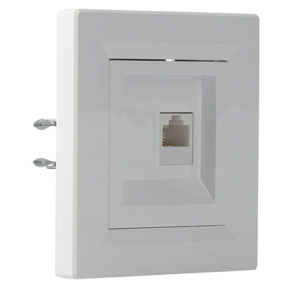 Розетка компьютерная одинарная RJ45 кат.6 UTP белая Asfora, EPH4700121 - фото №1