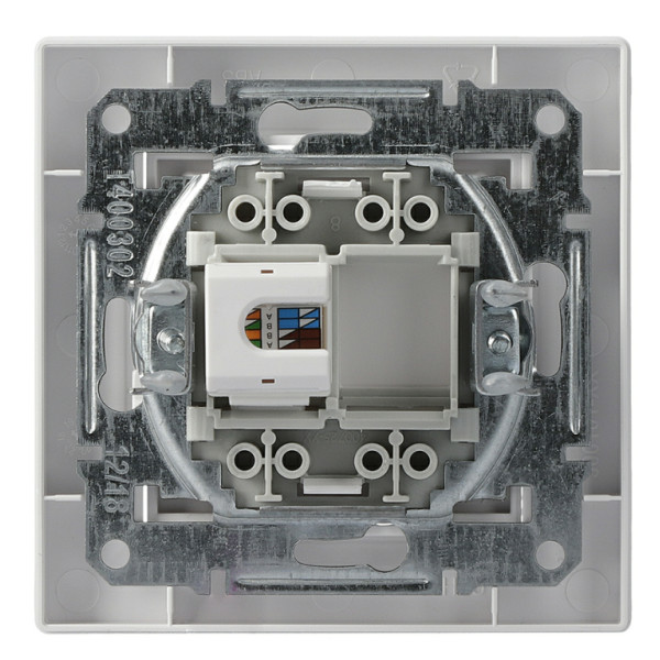 Розетка компьютерная одинарная RJ45 кат.6 UTP белая Asfora, EPH4700121 - фото №4