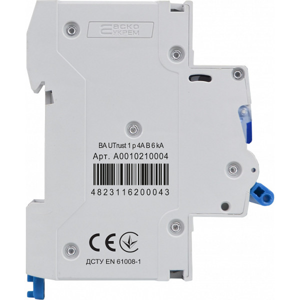Автоматический выключатель Аско-Укрем UTrust 1р 4А B 6kА (A0010210004) - фото №2