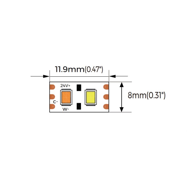 LED лента COLORS 168-2835-24V-IP20 18W 2200Lm 2300K+4000K 5м (C8168-24V-8mm-LWNW) - фото №1
