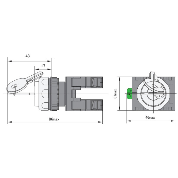 Перемикач NOARK Ex9P1 S3K з ключем (105688) - фото №3