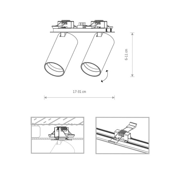 Спот Nowodvorski 37745 Mono surface GU10 2x10W IP20 Bk - фото №2