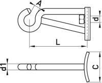 Крюк кутовий 220мм, М20 - фото №1
