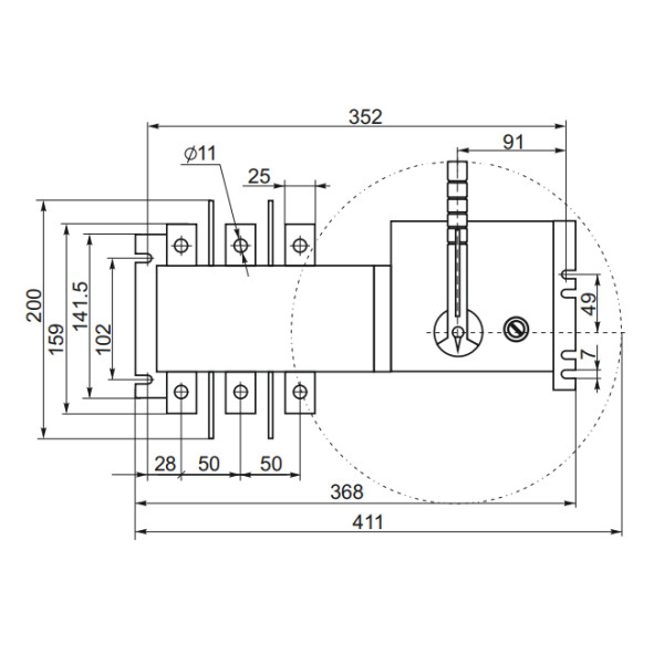 Устройство автоматического ввода резерва CNC YCS1-250А 4Р АС 415В (Б00043129) - фото №2