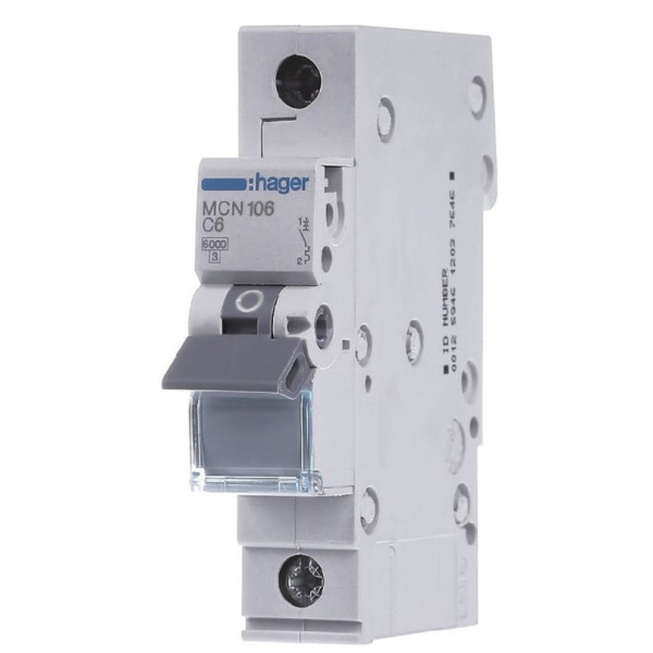 Автоматичний вимикач Hager MCN106 6кА C 6A 1P