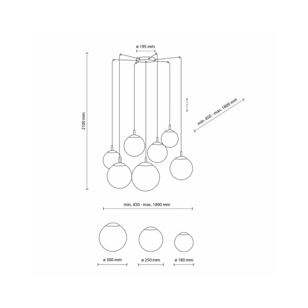 Підвісний світильник TK Lighting 4794 Esme E27 7x15W IP20 Bk - фото №3