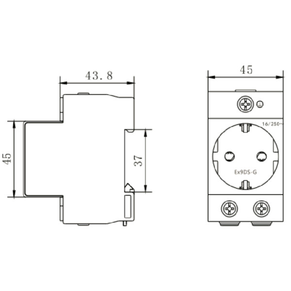 Розетка на DIN-рейку NOARK Ex9DS-G (106195) - фото №1