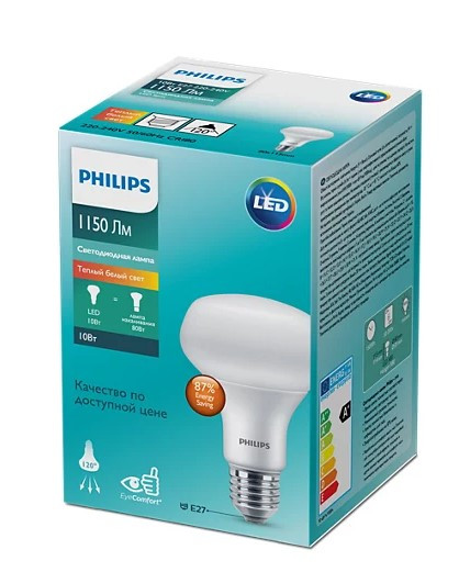 Лампа світлодіодна Philips ESS LEDspot 10Вт 1150Лм E27 R80 827 - фото №1