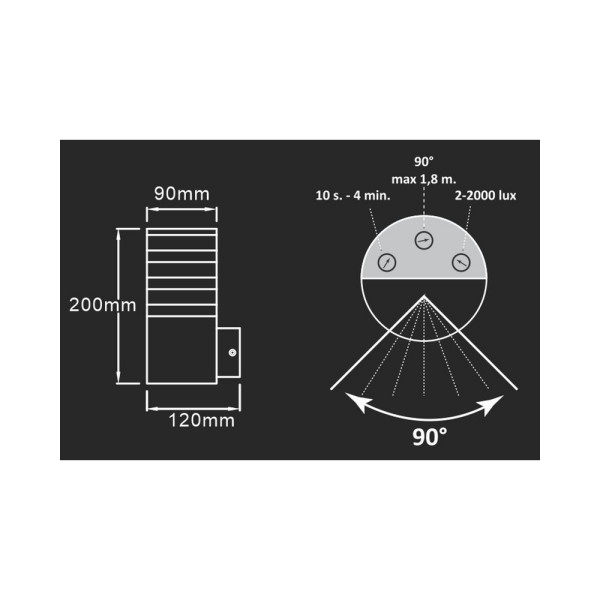 Вуличний світильник з датчиком руху Goldlux 317667 Teksas E27 1x12W IP44 GR - фото №3