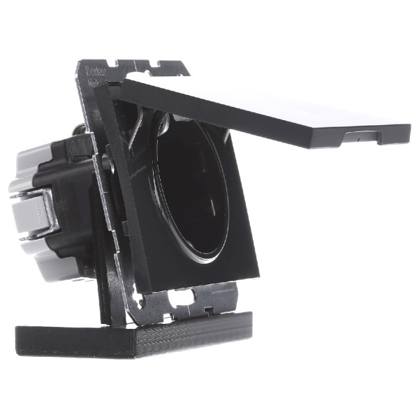 Розетка с з/к, крышкой и шторками антрацит Berker K.1 - фото №2