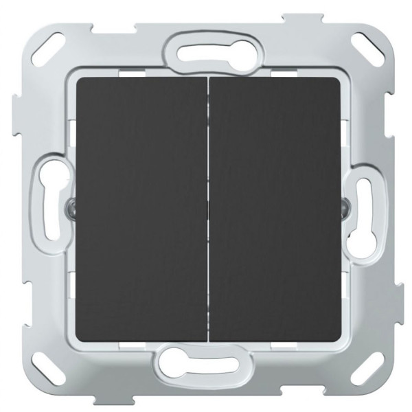 Двухклавишный механизм выключателя Plank Electrotechnic Classic/Nordic (PLK0121241) антрацит