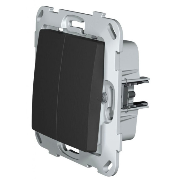 Двухклавишный механизм выключателя Plank Electrotechnic Classic/Nordic (PLK0121241) антрацит - фото №1