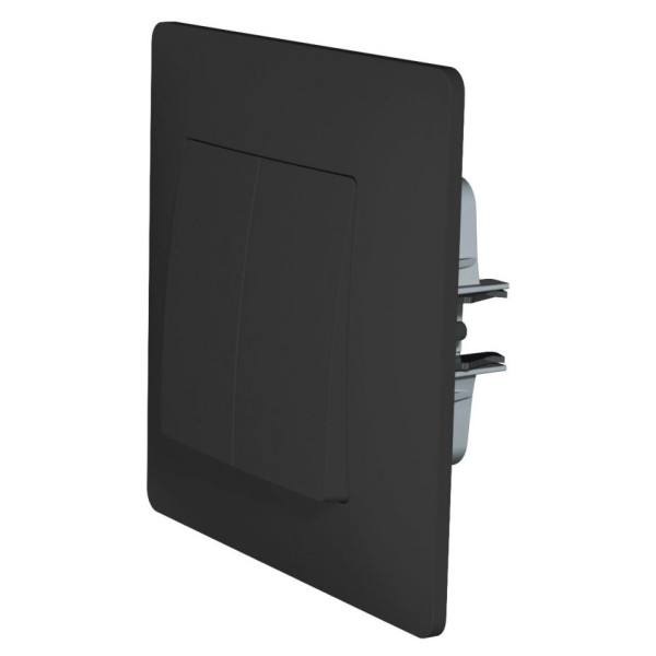 Двухклавишный механизм выключателя Plank Electrotechnic Classic/Nordic (PLK0121241) антрацит - фото №3