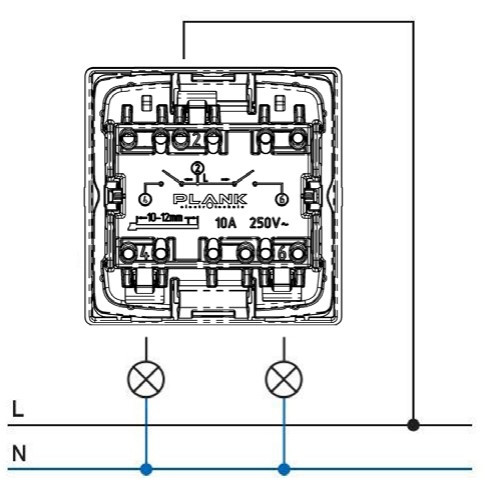 Двухклавишный механизм выключателя Plank Electrotechnic Classic/Nordic (PLK0121241) антрацит - фото №4