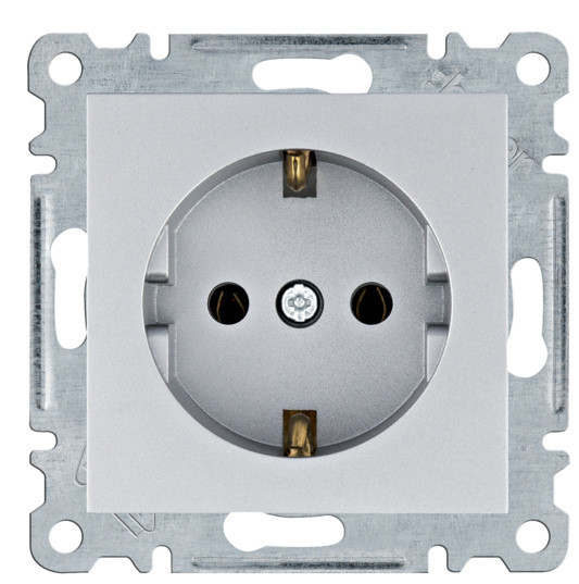 Розетка Hager WL1052 Lumina 16А/230В с з/к (серебристая)