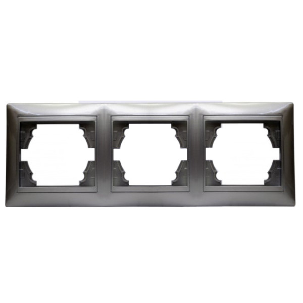 Трехместная горизонтальная рамка Elcor Emily 9215 (211560) (серый металлик)