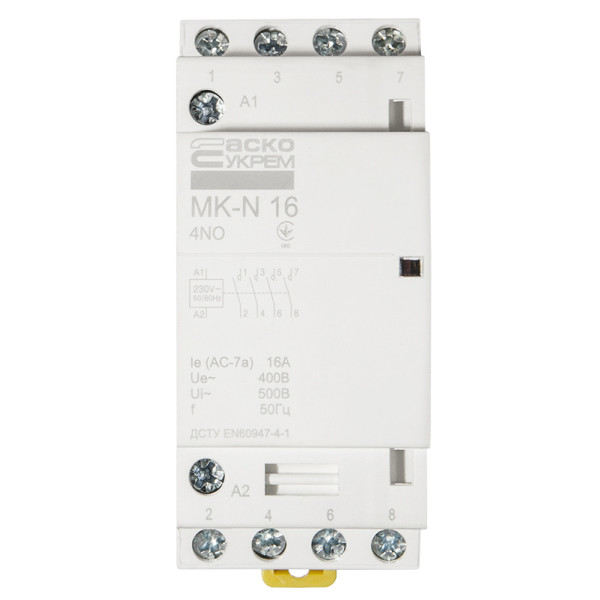 Модульный контактор Аско-Укрем MK-N 4P 16A 4NO (A0040030026) - фото №1