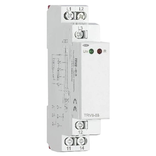 Реле контролю напруги TOSUNlux TRV8-05/M265 L1-L2-L3-N 127В-265В 2%-20% АС1 250В/DC24В 0,1-10сек 10А 2 контактні групи (6940151001010)