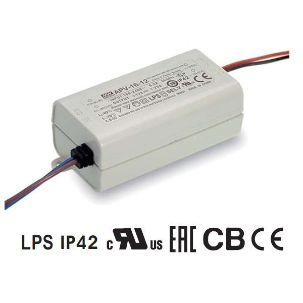 Блок питания Mean Well 15W DC12V IP42 (APV-16-12)