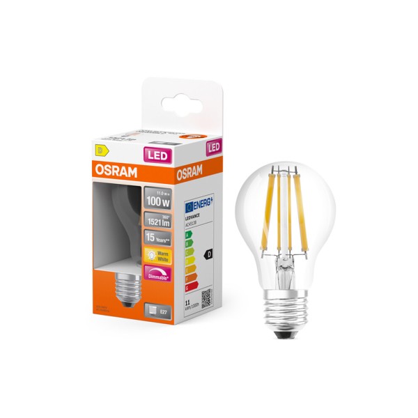 Світлодіодна лампочка Osram 4058075245907 LED SCL A100 DIM E27 1x11W 2700K 1521Lm IP20 - фото №1