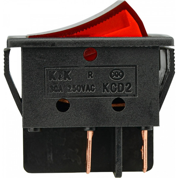 Переключатель Аско-Укрем KCD2-6-201N R/B (0-I) с подсветкой красный (A0140040160) - фото №1