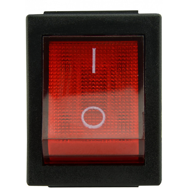 Переключатель Аско-Укрем KCD2-6-201N R/B (0-I) с подсветкой красный (A0140040160) - фото №2