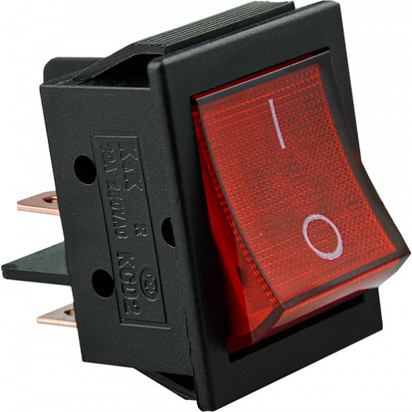 Переключатель Аско-Укрем KCD2-6-201N R/B (0-I) с подсветкой красный (A0140040160) - фото №3