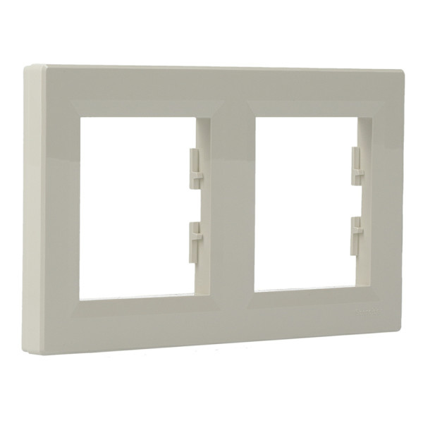 Рамка 2-местная горизонтальная кремовая Asfora, EPH5800223 - фото №1