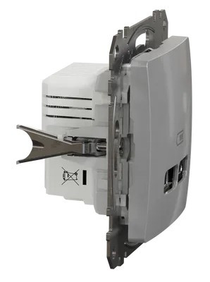 USB-розетка Schneider Electric Sedna Design & Elements A+C 2,4A алюминий SDD113402 - фото №1