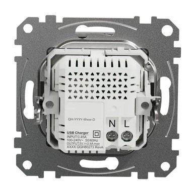 USB-розетка Schneider Electric Sedna Design & Elements A+C 2,4A алюминий SDD113402 - фото №3