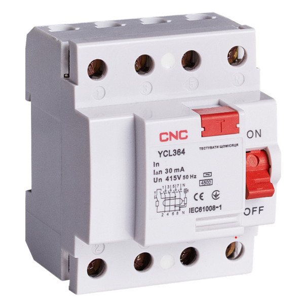 ПЗВ CNC YCL364-63 16А 3P+N 4,5кА 30мА (Б00029960)