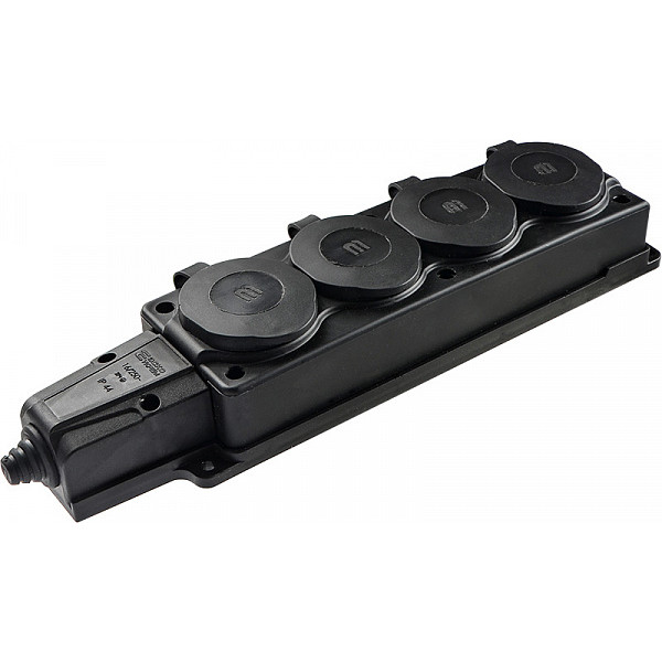 Каучуковая колодка Аско-Укрем 2Р+PE 16А 4-х местная с крышкой (A0250010010)