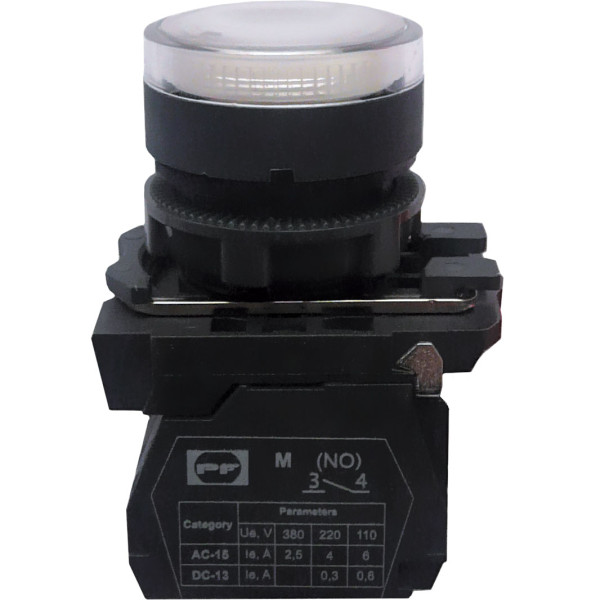 Кнопка Promfactor FP5-AW3161230 1NO біла (FP5-AW3161230)