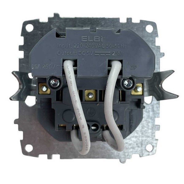 Розетка ELBI ZENA черный металлик 1-я с заземлением + 2USB ( Type C+A ) без рамки ( 609-011100-334 ) - фото №2