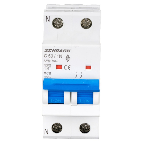 Автоматичний вимикач Schrack AM617650 6кА 50А 1P+N C - фото №1