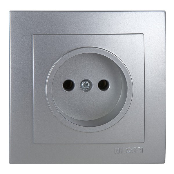 Розетка Nilson Touran серебро 1-я без заземления ( 24131015 )