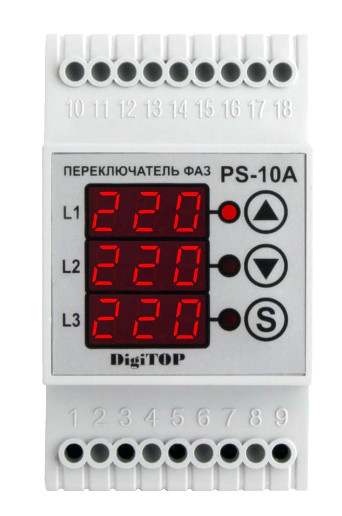 Автоматичний перемикач фаз DigiTOP PS-10A 10А - фото №1